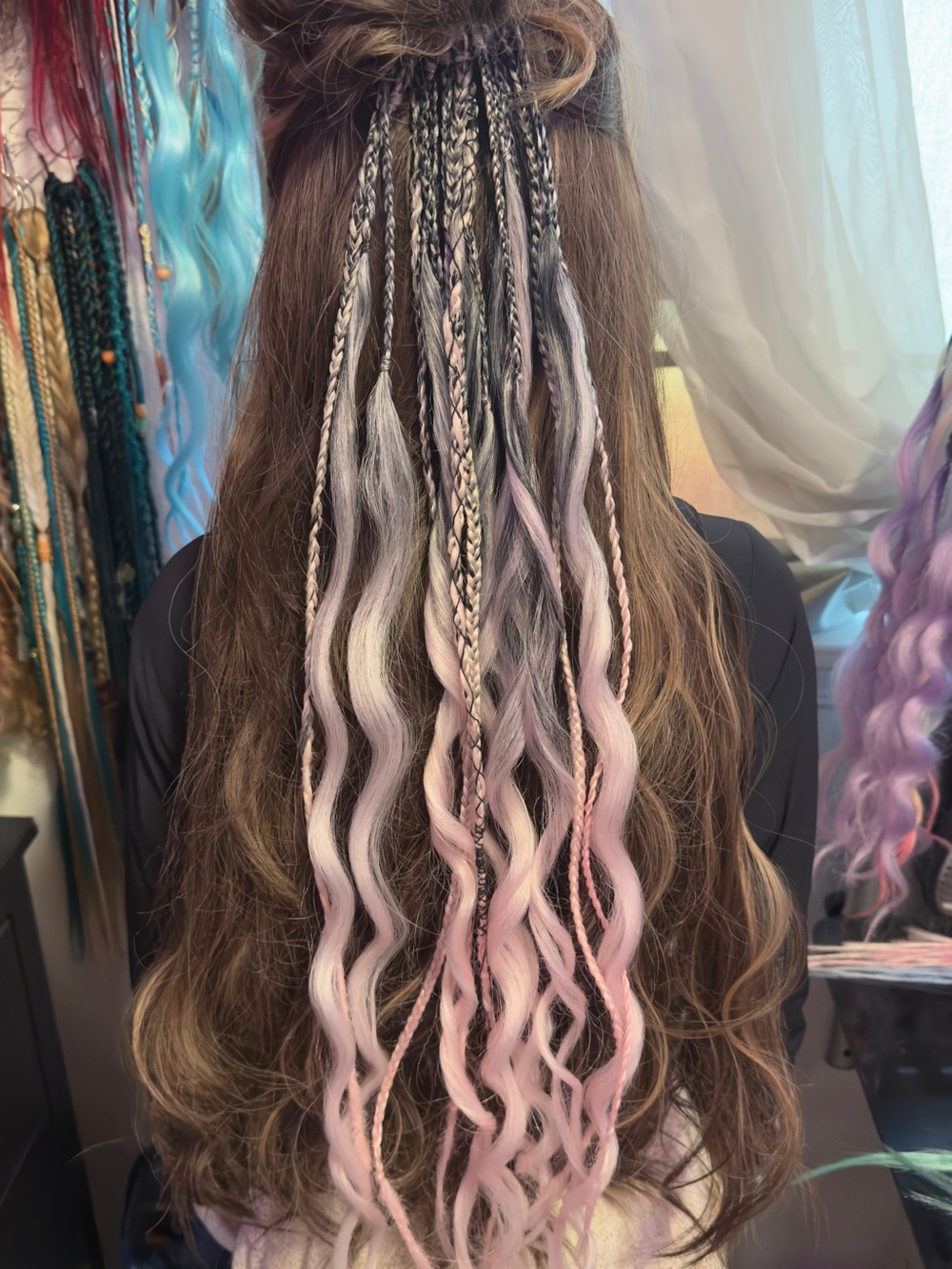 Pink Ombre Braided Hair Extensions for Women